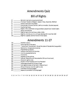 27 Amendments Quiz by Ronnie's Social Studies Store | TpT