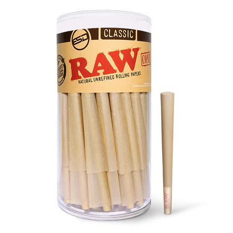 RAW Cones Classic 98 Special | 100 Pack | Natural Pre Rolled Rolling Paper with Tips & Packing ...