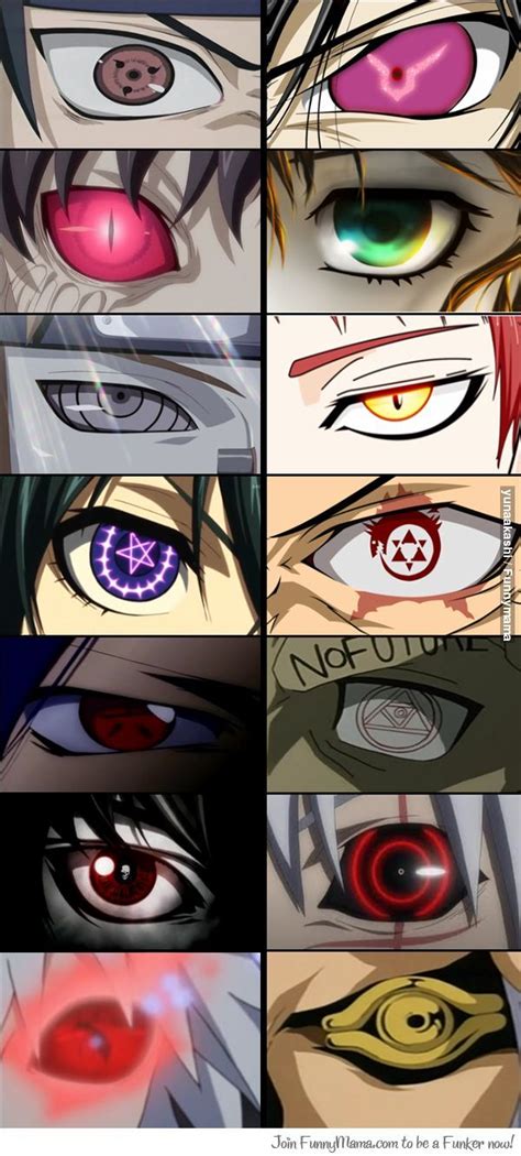 not all these eyes are from Naruto just posted it cause ... cause ... i ...