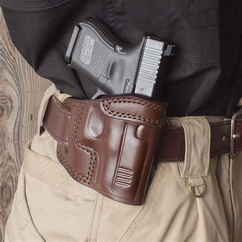 Quickship Glock 26 OWB Leather Holster - Texas Strong Side