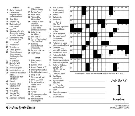 Printable New York Times Sunday Crossword