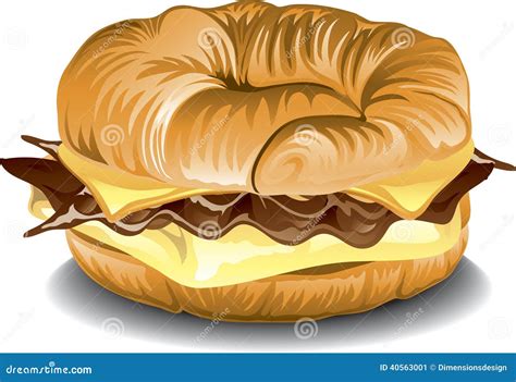 Breakfast Croissant Sandwich Cartoon Vector | CartoonDealer.com #40563001