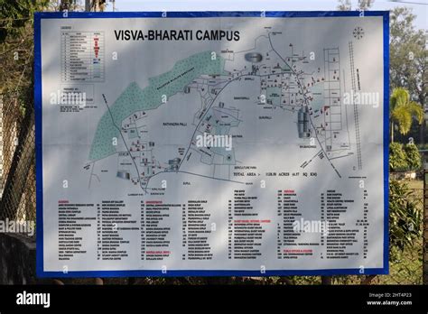 Visva-Bharati university campus map, Santiniketan, Bolpur in the Birbhum district of West Bengal ...