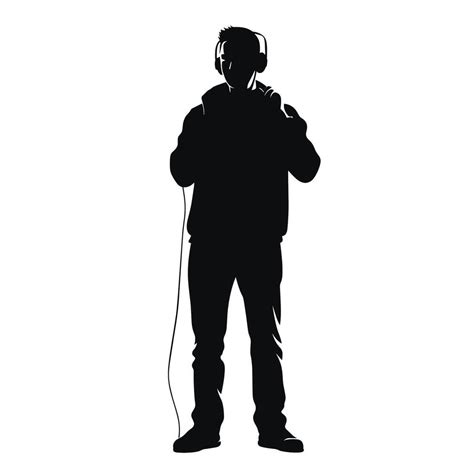 Front View Man with Headphones Silhouette 45339645 Vector Art at Vecteezy