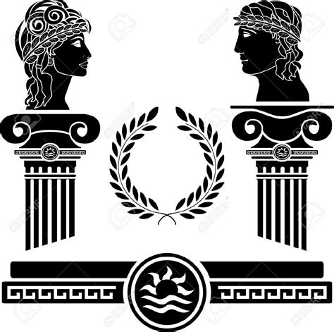 Greek Columns And Human Heads. Vector Illustration Royalty Free ... | Greek columns, Greek art ...