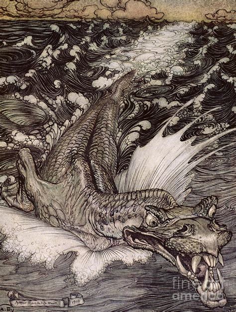 The Leviathan Painting by Arthur Rackham