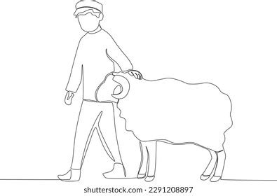 Boy Brought Lamb Sacrifice Eid Aladha Stock Vector (Royalty Free ...