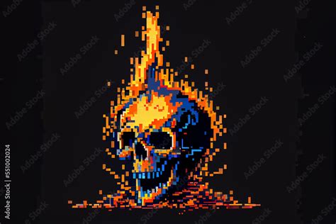 Pixel art 8 bit skull Stock Illustration | Adobe Stock