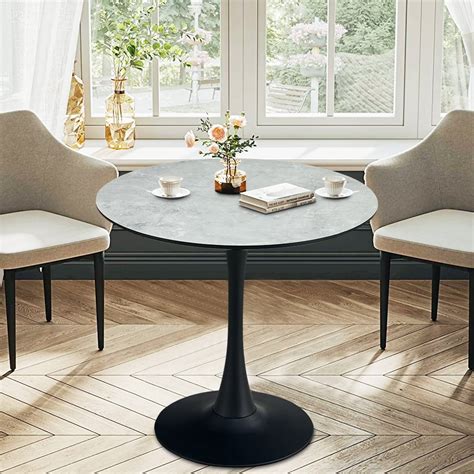 BTMWAY Modern 31.5" High Gloss Dining Table, Mid-century Tulip Style ...