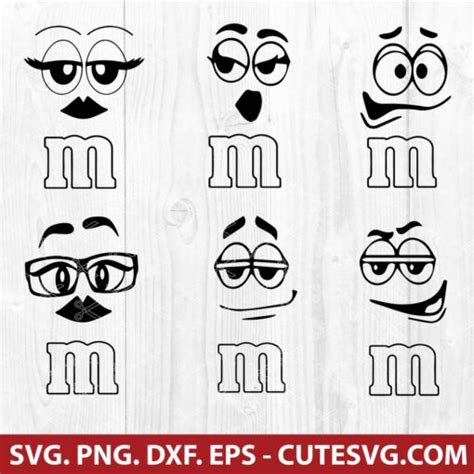 M & M Faces SVG Cut Files, DXF, PNG, EPS - For Silhouette and Cricut