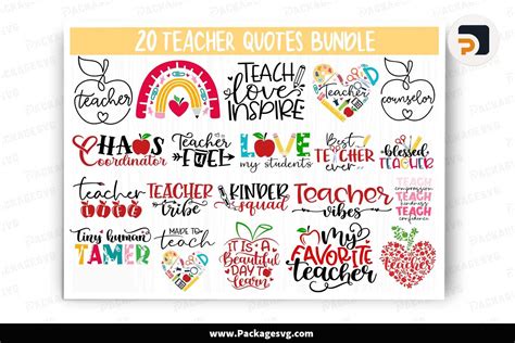 Teacher Quotes Bundle, 20 Teacher Life SVG Designs LK3GIGXJ - Package SVG