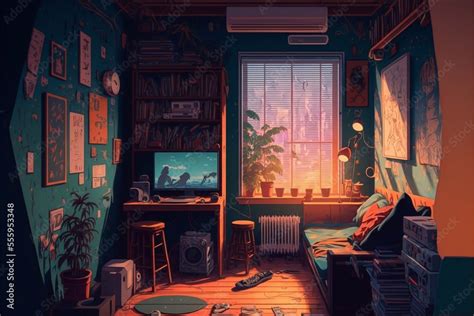 Lofi room, beautiful chill, atmospheric wallpaper. background. lo-fi, hip-hop style. Anime and ...