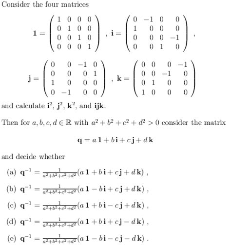 Linear Algebra - Matrices (Multiple Choice Question) (1st Year College) - Matchmaticians