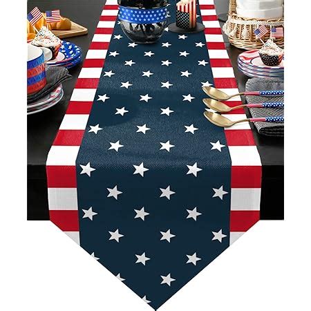 Amazon.com: Z&L Home Linen Burlap Table Runner Dresser Scarves, Independence Day 4th of July ...