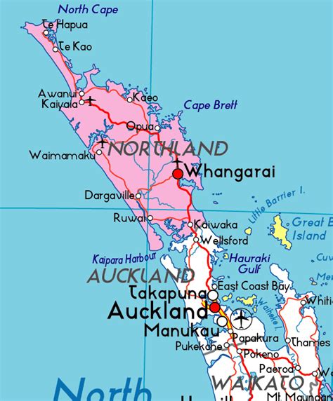 Map of Northland, New Zealand, New Zealand Atlas