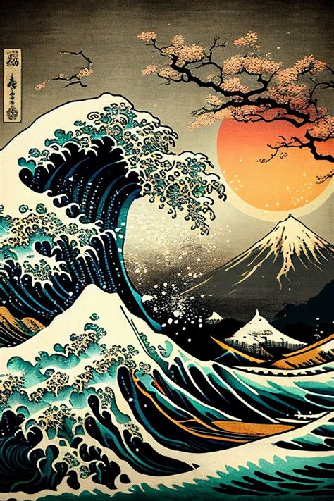 The Great Wave ,fuji Mountain Landscape, Japanese Printable Wall Art ...