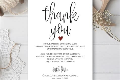 Wedding Thank You Note, Printable Thank You Card Template (362872 ...