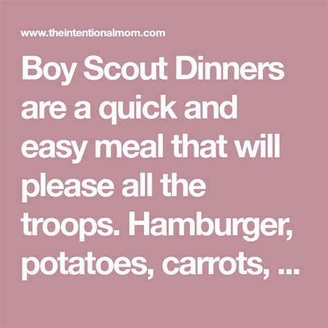 Boy Scout Dinners | Dinner, Easy meals, Boy scouts