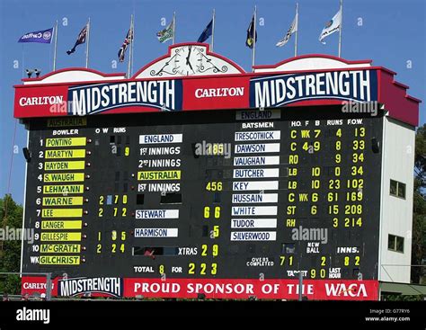 FOR EDITORIAL USE ONLY. NO COMMERCIAL USE: The giant scoreboard showing ...