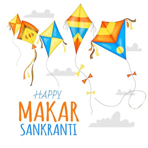 Premium Vector | Vector colorful kites for happy makar sankranti festival celebration.