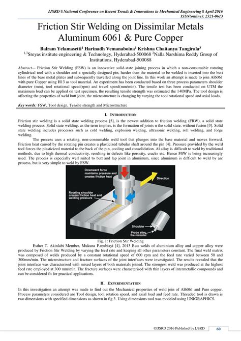 (PDF) Friction Stir Welding on Dissimilar Metals Aluminum 6061 & Pure Copper