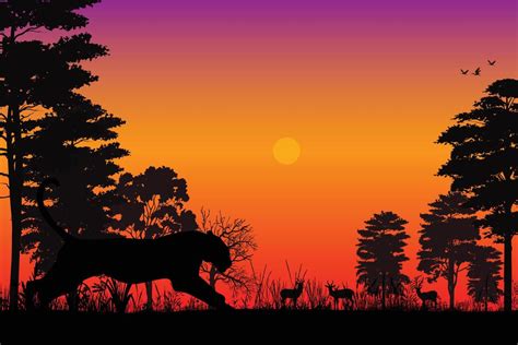 cute tiger in the jungle silhouette 10819632 Vector Art at Vecteezy