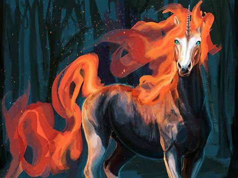 Fire Unicorn by FleetingEmber | Fantasy creatures art, Unicorn art ...