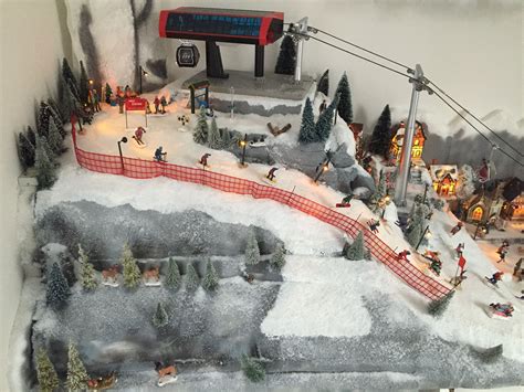 Skipiste mit Seilbahn | Christmas village display, Diy christmas ...