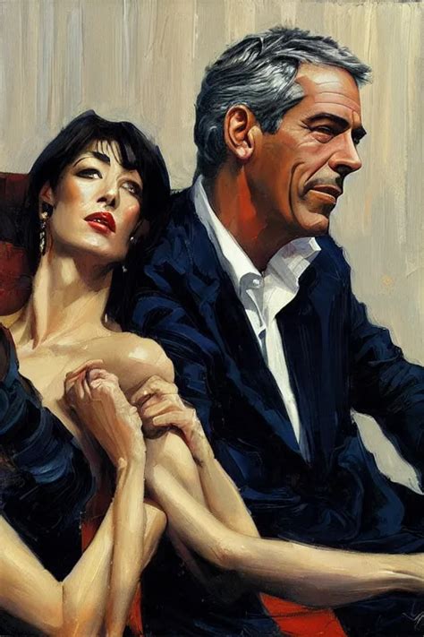 jeffrey epstein and ghislaine maxwell, painting by jc | Stable Diffusion