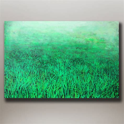 ORIGINAL ABSTRACT PAINTING Green Grass 24x36