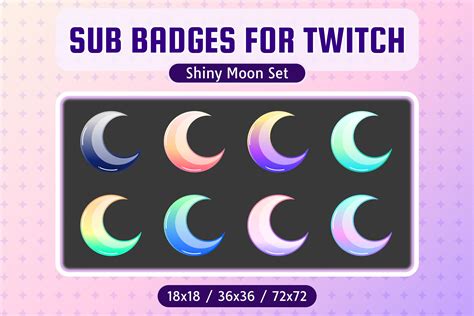 Twitch Sub Badges | Shiny Moon | Bit Badges | Streamer | Kawaii ...