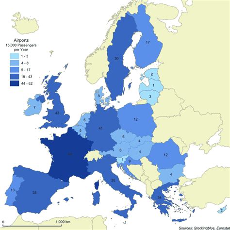 Busy Commercial Airports in the European Union -- Stocking Blue