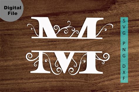 Floral Split Monogram Frame M Svg Split Letter M Svg/png/dxf - Etsy ...