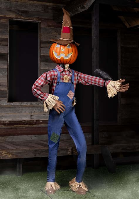 6FT Whimsical Scarecrow Animatronic Halloween Prop | Pumpkin Decorations