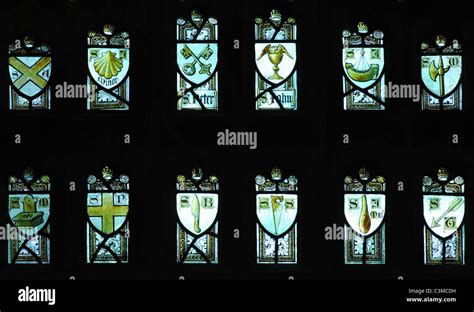 Twelve apostles stained glass, St. Michael and All Angels Church, Stanton, Gloucestershire ...