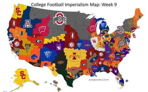 Week 9 College Football Imperialism Map : r/CFB