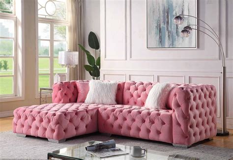 Item#4025-Sectional Pink Velvet Sectional