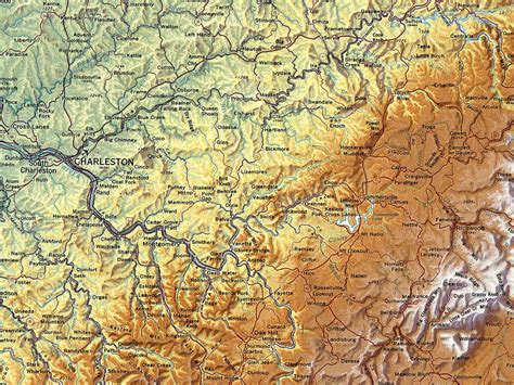 West Virginia Topographical Wall Map by Raven Maps, 36" x 40" Raven ...