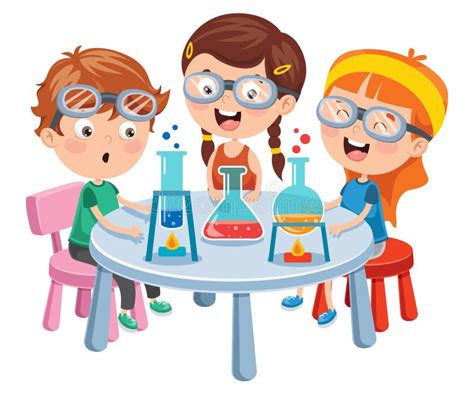 Little Students Doing Chemical Experiment Stock Vector - Illustration ...