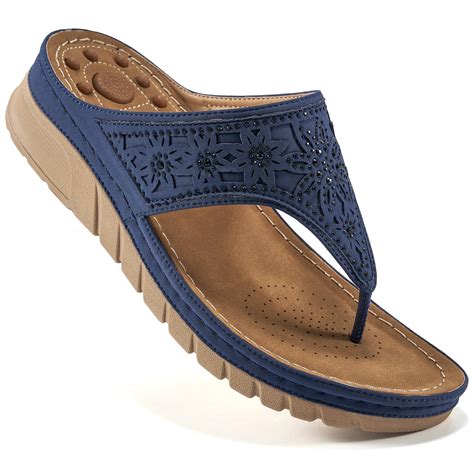 Almusen Flip Flops for Women Sandals with Comfortable Cushion Footbed ...