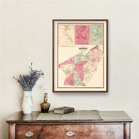 Vintage Map of Monroe, Connecticut 1867 by Ted's Vintage Art