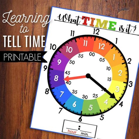 Learn To Tell Time Printable Clock in 2021 | Learn to tell time, Learning games for kids ...