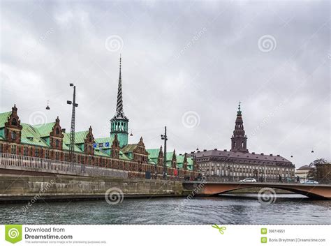 Borsen and Christiansborg Palace, Copenhagen Stock Image - Image of ...