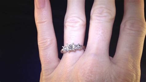 Certified Zales Princess Cut 3 Stone Platinum Diamond Engagement Ring with Warranty - YouTube