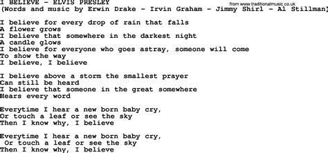 I Believe by Elvis Presley - lyrics