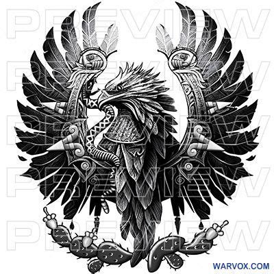 Mexican Eagle Fighting Rattlesnake Tattoo - ₪ AZTEC TATTOOS ₪ Warvox ...