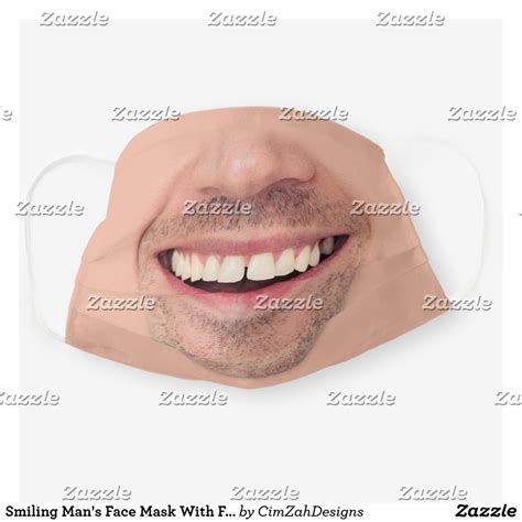 Smiling Man's Face Mask With Facial Hair | Zazzle