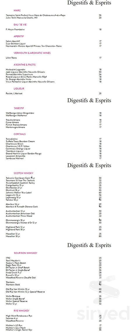 Dirty French Steakhouse menus in Miami, Florida, United States