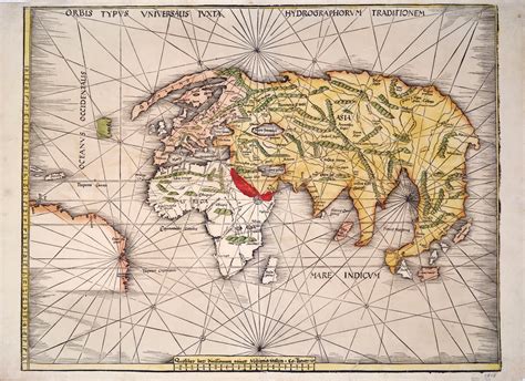 Ptolemy's Geography, recovered from Constantinople in 1400, was first printed with maps in 1477 ...