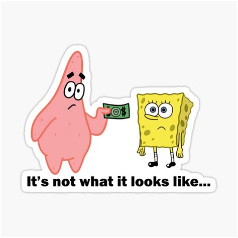 "Spongebob and Patrick meme (light coloured items)" Sticker for Sale by FlawlessCheese | Redbubble